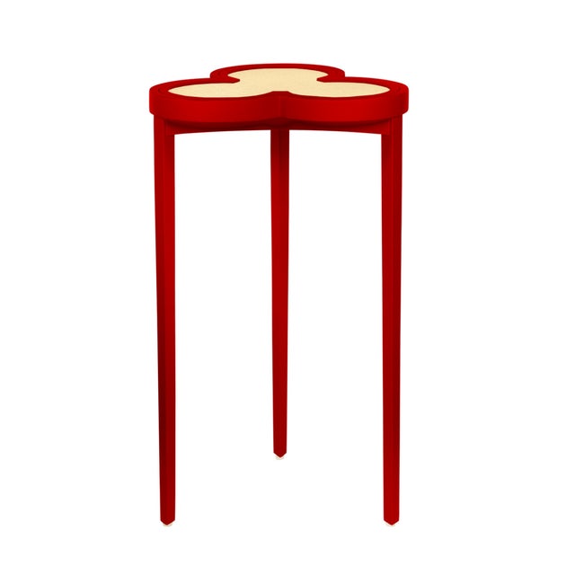 New special order item. Not vintage. Dylan in matte red lacquer is the perfect clover shaped sidekick to your game table....