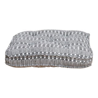 Hand Block Printed Black & White Floor Cushion For Sale