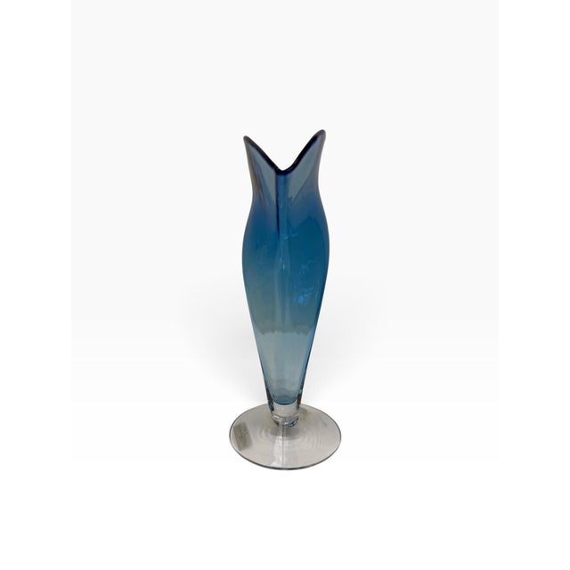 Elevate your space with this striking handblown art glass fan vase by the legendary Blenko Glass Company. Designed in...
