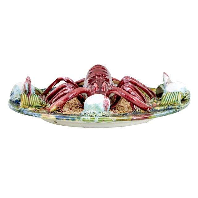 Ceramic Vintage Decorative Palissy Lobster Plate, 1940 For Sale - Image 7 of 8