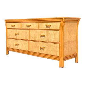 Late 20th Century Vintage Coastal Grasscloth Dresser