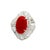 Red Coral Diamond Platinum Ballerina Ring, Size 8 For Sale - Image 4 of 6