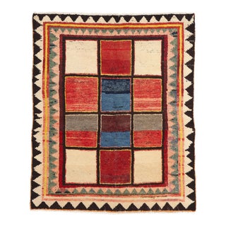 Vintage Persian Lori Checkerboard Rug - 04'01 X 04'10 For Sale