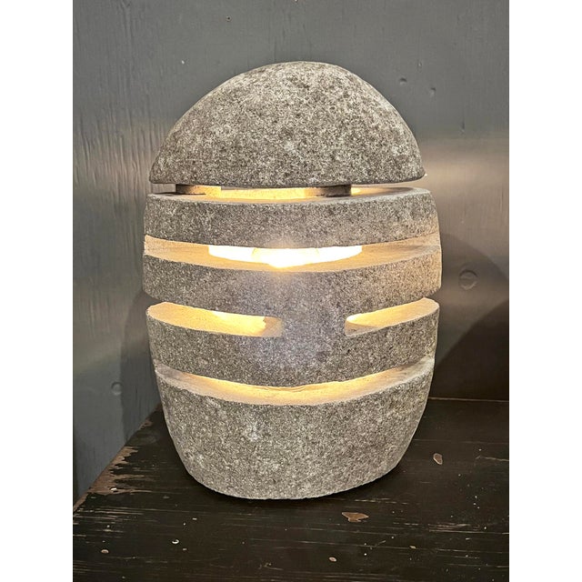 Contemporary Organic Modern River Rock Table Lamp For Sale - Image 3 of 7