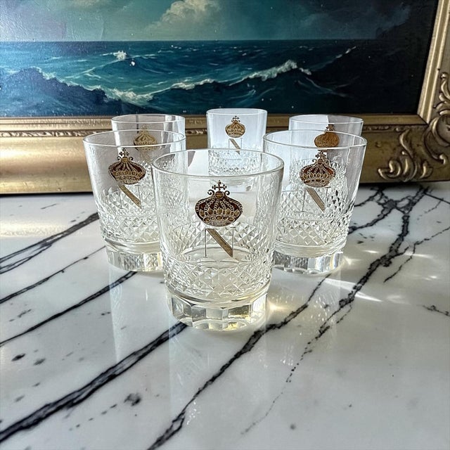 Bring timeless European elegance to your home bar with this distinguished set of six vintage French Empire style whiskey...