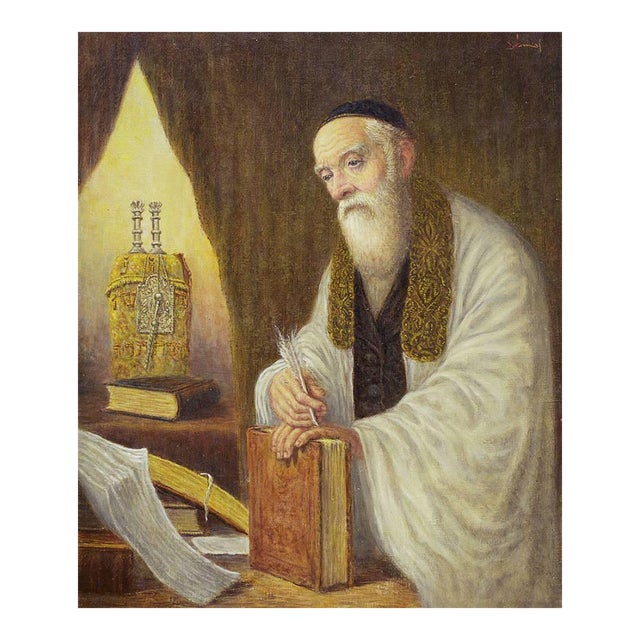 Unknown, the Polish Rabbi, Judaica Oil Painting For Sale