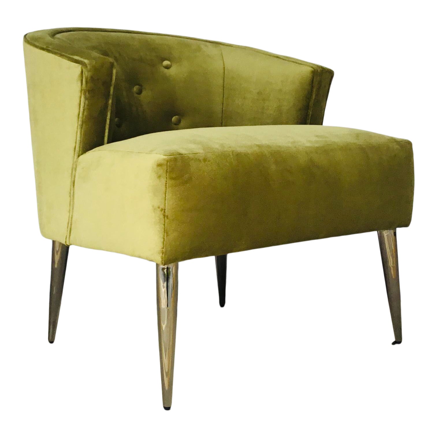 Caracole Mod Style Chartreuse Velvet Accent Chair Chairish