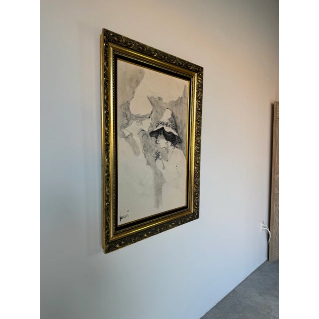 Up for sale is a gorgeous original Vintage acrylic - oil on canvas painting in the style of renowned Israeli artist...