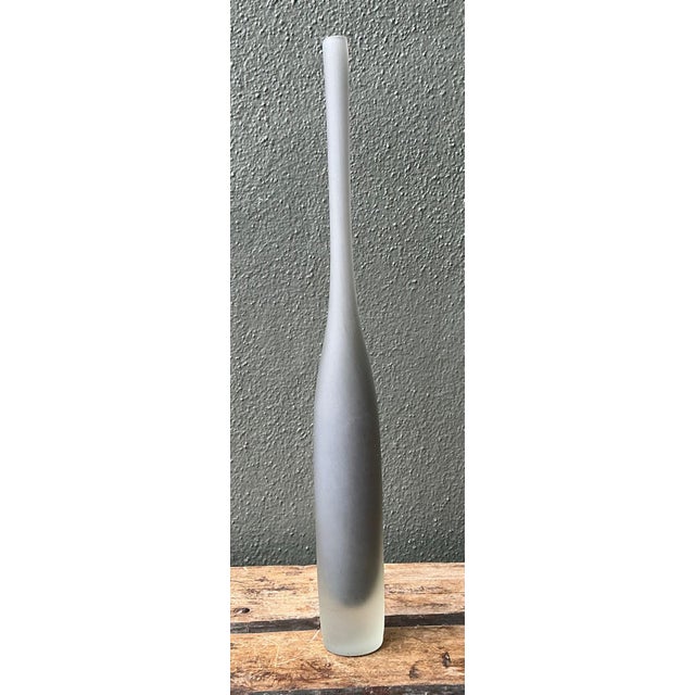 Gray Vintage Tall Frosted Glass Vase For Sale - Image 8 of 14