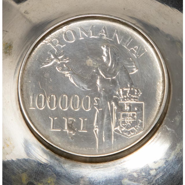 Mid 20th Century Mid 20th Century Sterling Silver Romania Coin Dish For Sale - Image 5 of 12