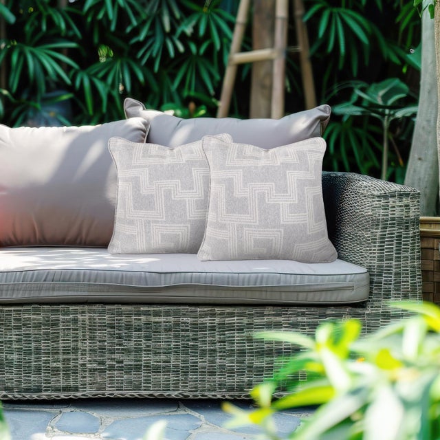 Indoor/Outdoor Pillow 24 x 24 Syros Fog For Sale - Image 10 of 11