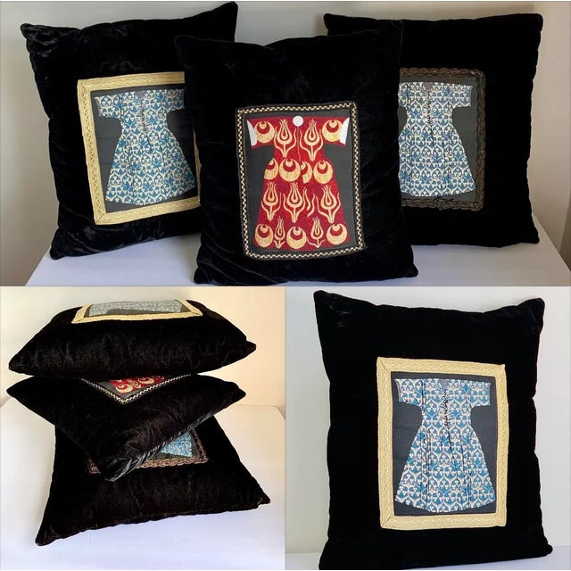 Metal Vintage Ottoman Turkish Kaftan Silk Velvet Pillow For Sale - Image 7 of 8