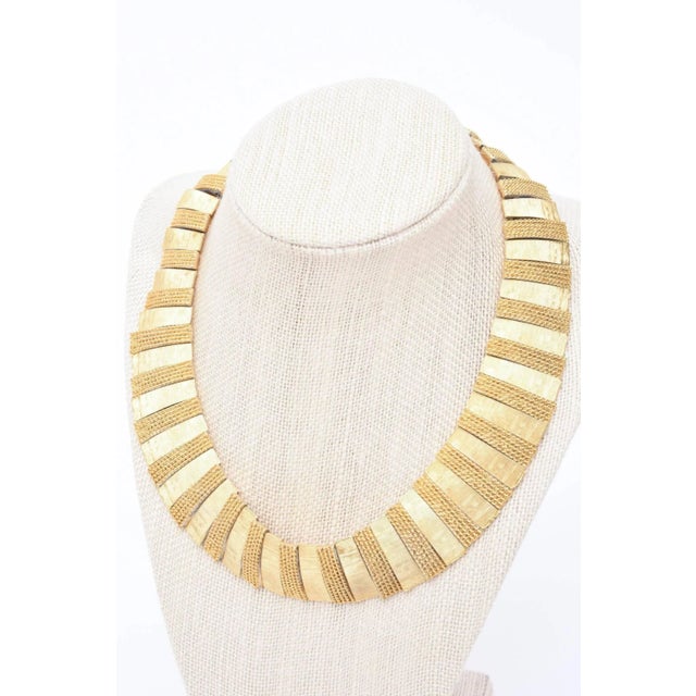 Vintage Reticulated Textural Gold Plated Collar Necklace, 1960's For Sale - Image 9 of 10