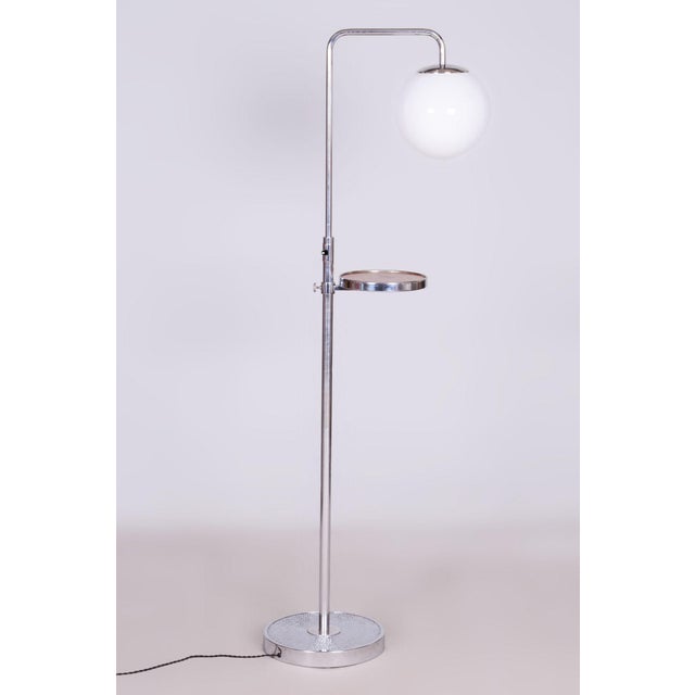 Silver Bauhaus Floor Lamp in Chrome-Plated Steel by Hynek Gottwald, 1930s For Sale - Image 8 of 10
