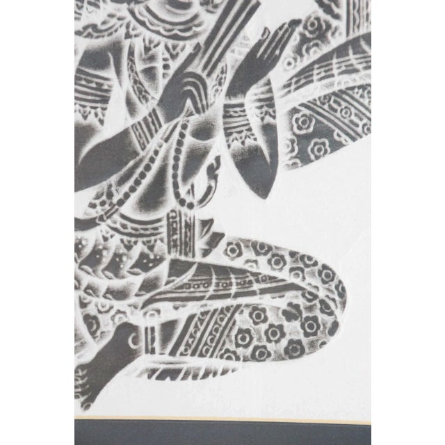 1950s Vintage Charcoal Rubbing of Thai Musicians For Sale - Image 5 of 13