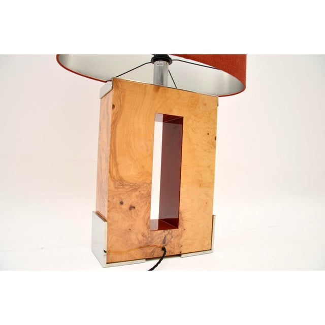 2000 - 2009 Large Burr Walnut and Chrome Table Lamp attributed to Oitoemponto, 2001 For Sale - Image 5 of 9