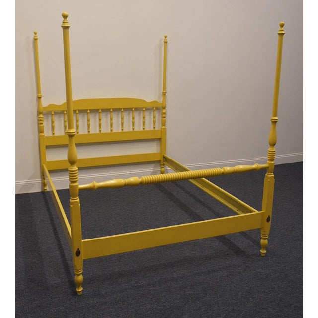 American Ethan Allen Heirloom Collection Full Size Four Poster Bed 14-5631 - Daffodil Yellow Finish For Sale - Image 3 of 12