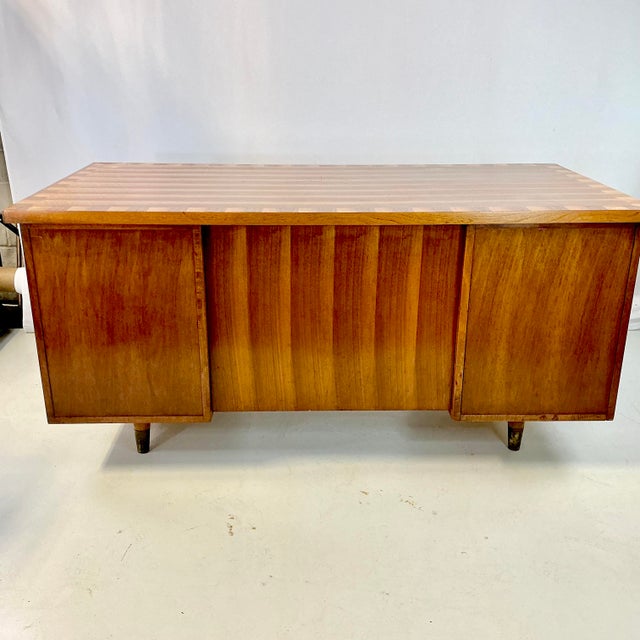 Mid-Century Modern Boho Chic Striped Cedar Top Executive Desk For Sale - Image 17 of 17