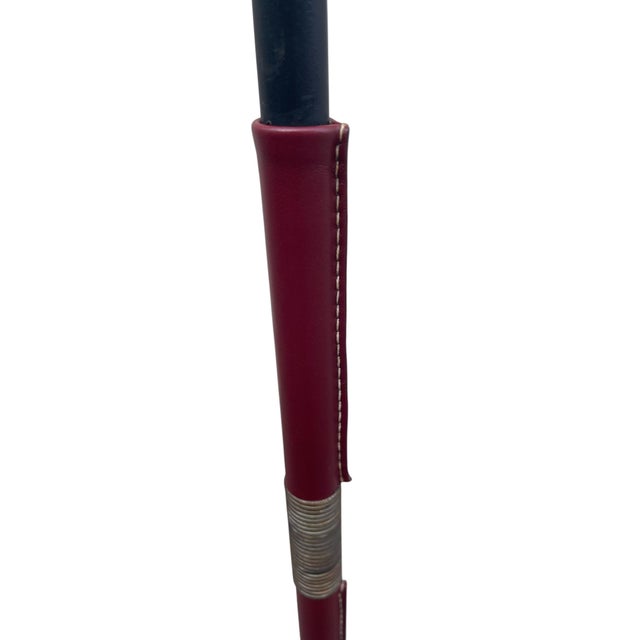 Adjustable Floor Lamp in Metal Covered with Burgundy Leather by Jacques Adnet, 1950 For Sale - Image 6 of 10