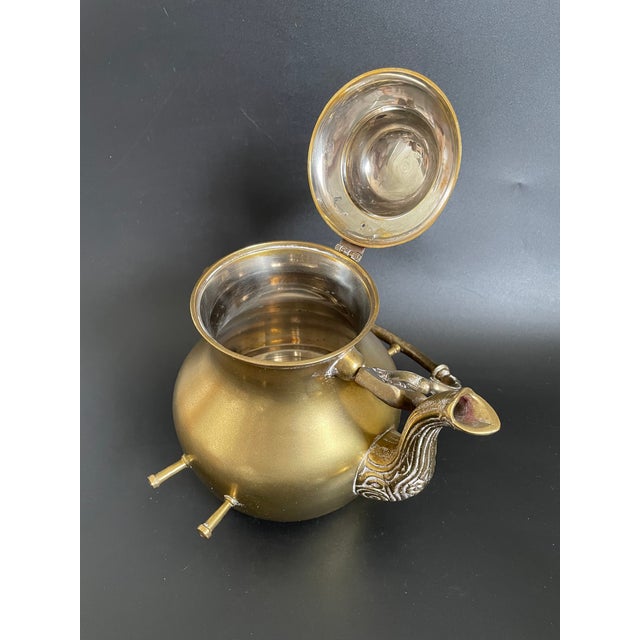 Antique Ornate Brass Tilting Teapot With Stand and Warmer For Sale - Image 9 of 15