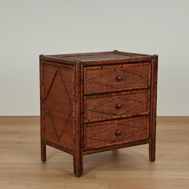 1990s Pair of Vintage British Colonial Faux Bamboo and Grasscloth Stands For Sale - Image 5 of 16
