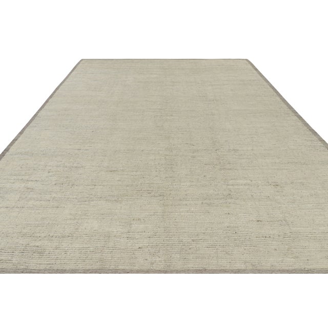 Rug & Kilim Rug & Kilim’s Textural Kilim With Beige and White Textural Stripes and Striae For Sale - Image 4 of 7