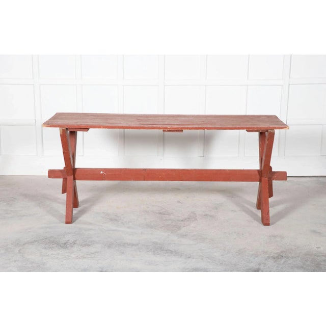 Brown 19th Century French Gypsy Trestle Table For Sale - Image 8 of 13