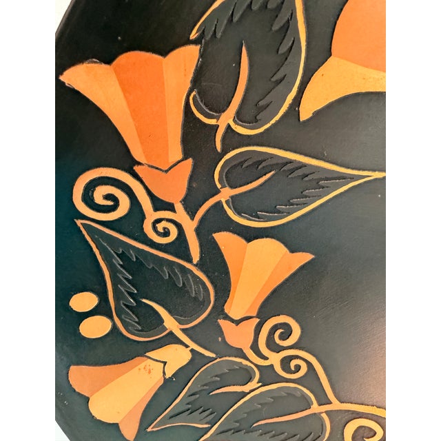 Pair of Vintage Handmade Chilean Copper Floral Wall Plates, 15” For Sale In Charleston - Image 6 of 9