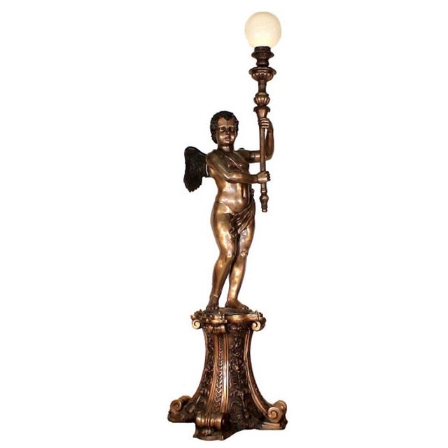 2000 - 2009 Bronzed Cupid Touchier Sculpture Left Arm Up For Sale - Image 5 of 5