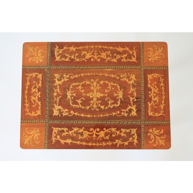 Mid 20th Century Vintage Italian Marquetry Musical Jewelry Box Side Table For Sale - Image 5 of 12