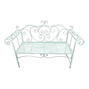 Garden or Patio Painted Steel Loveseat With French Scrolls