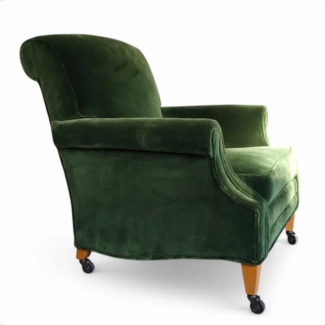 Early 20th Century British Green Mohair Club Chair For Sale - Image 4 of 7