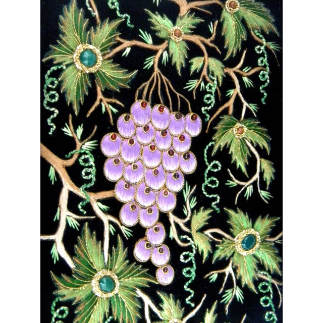 Black Vintage Embroidered Velvet Jewel Coasters and a Serving Tray Under Glass in Wooden Frame - 7 Pieces For Sale - Image 8 of 12