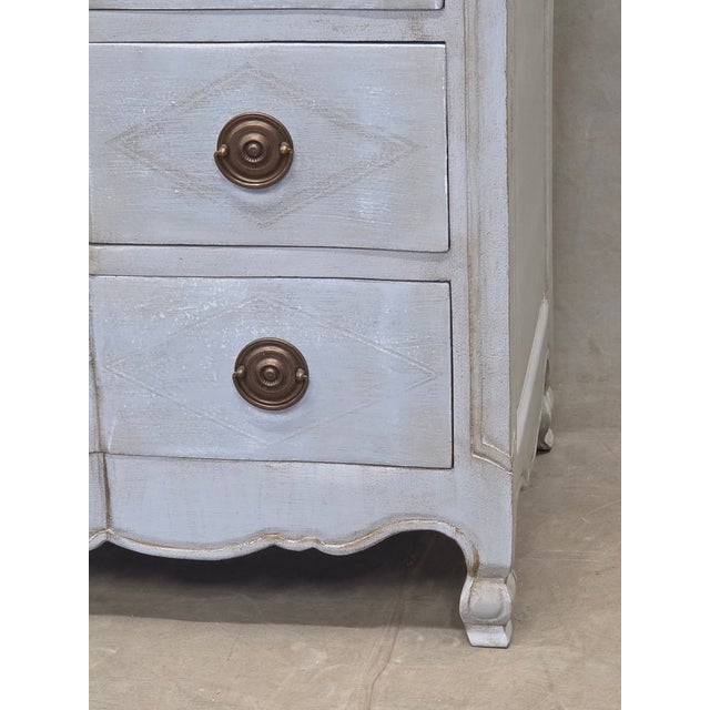 Late 20th Century Vintage Swedish Rococo Style Chest of Three Drawers With Brass Hardware For Sale - Image 5 of 14