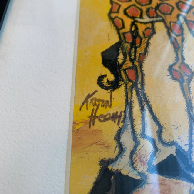 Mid 20th Century Giraffe Painting, Framed For Sale - Image 4 of 7