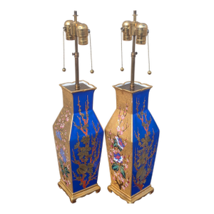 19th Century Japanese Cloisonné & Gilt Bronze Table Lamps - a Pair
