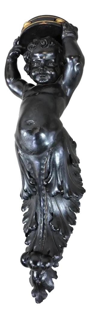 Baroque Wooden Angel Figurine, 1800s