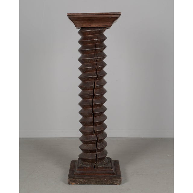 Rustic European 18th Century French Wooden Wine Press Screw Pedestal For Sale - Image 3 of 14