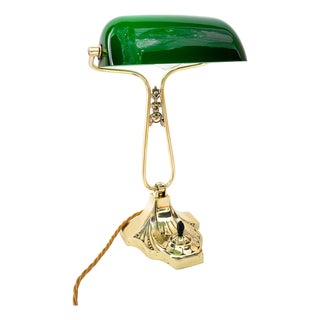 Banker's Swivel Table Lamp with Green Glass Shade, Vienna, Austria, 1920s For Sale