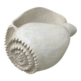 Mid-20th Century Carved Wood White Conch Shell For Sale