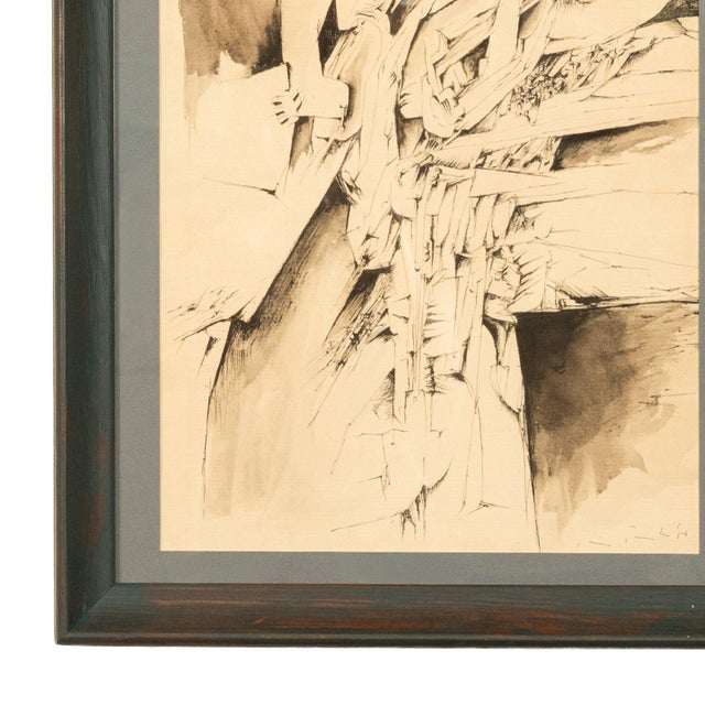 Paint Italian Mid Century Abstract Modernist Ink & Watercolor Painting "Fragmentation" by Gio Pomodo, 1956ro, 1956 For Sale - Image 7 of 13