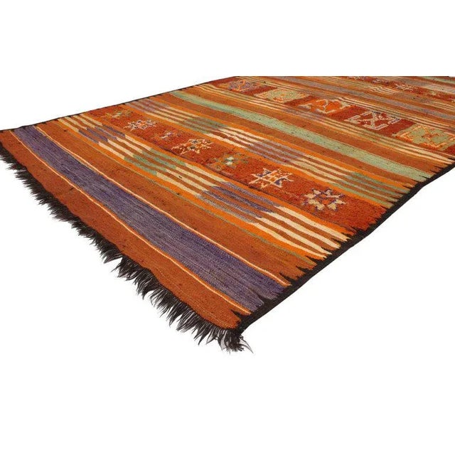 Tribal Vintage Berber Moroccan Kilim Tribal Rug - 6'2" X 10'9" For Sale - Image 3 of 5