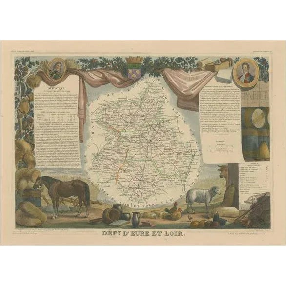 Antique Map of the Department of Eure-Et-Loir For Sale - Image 6 of 6