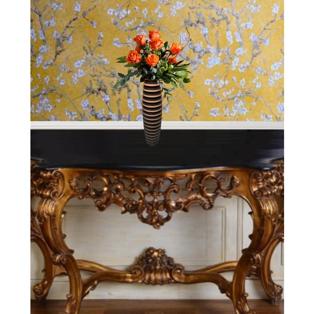 Contemporary Art Glass Black White Gray Striped Vase For Sale - Image 3 of 18