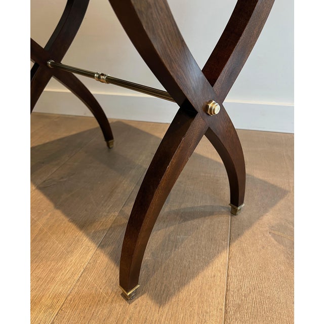 Neoclassical style wood and brass side or bedside table Attributed to Maison Jansen For Sale - Image 11 of 12