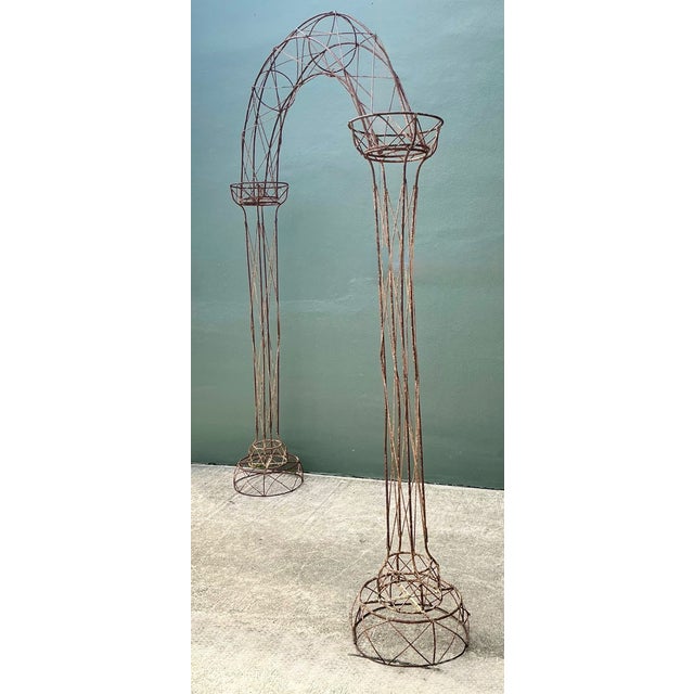 Vintage Patinated Wire Frame Garden Arch For Sale In West Palm - Image 6 of 14