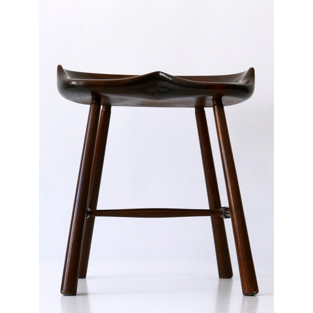 1950s Mid-Century Modern Solid Wood Stool, Germany, 1950s For Sale - Image 5 of 18