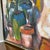 1960s Original Still Life Painting Potted Plants Vase Colorful Expressionist Framed Art For Sale - Image 11 of 12
