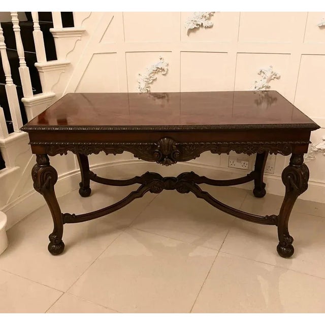 Wood Edwardian Freestanding Carved Mahogany Centre Table For Sale - Image 7 of 12