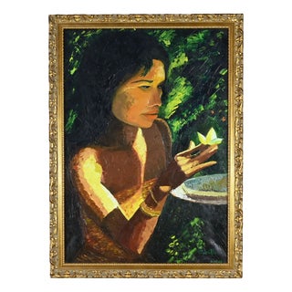 Morillon, La Tahitienne, 1985, Large Oil on Canvas For Sale